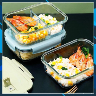 Hộp cơm văn phòng thủy tinh chia ngăn chống tràn, Hộp thủy tinh  thực phẩm dùng được lò vi sóng
