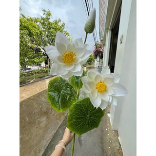Cành Sen Nở 3 Bông 💥HÀNG CAO CẤP💥 Hoa Sen Nhiều Màu,  Trang Trí Phòng Khách, Văn Phòng, 2 Bông Nở, 1 Nụ, 3 Lá