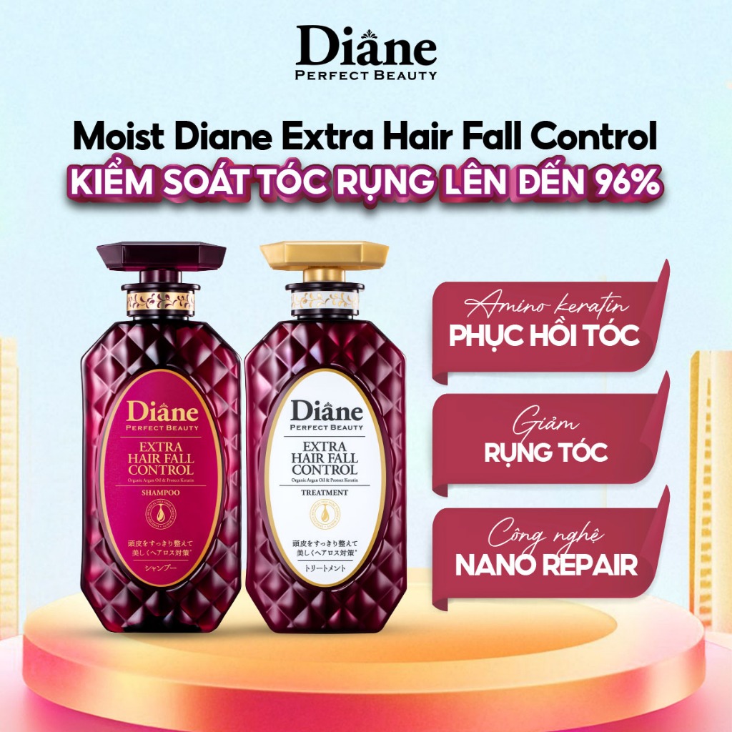 Dầu Gội Đầu Kiểm Soát, Ngăn Ngừa Rụng Tóc Lên Đến 96% - Diane Extra Hair  Fall Control 450ml