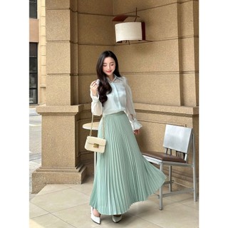 Chân Váy 𝐂𝐂𝐇𝐀𝐓 Xếp Ly Quạt Maxi Chất Mango Cao Cấp Thanh Lịch 13CDE2021LT