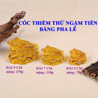 Cóc Ngậm Tiền Vàng 3 chân con Thiềm Thừ bằng Pha Lê Thủy Tinh , giúp tăng cường tài lộc , bình an , hạnh phúc , HÓT