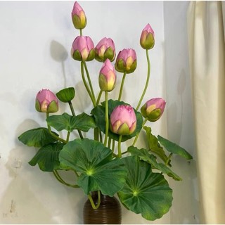 Cành Sen Búp 3 Bông 💥HÀNG CAO CẤP💥 Cành Sen Quan Âm, Hoa Sen Lụa Trang Trí Nội Thất Cực Sang