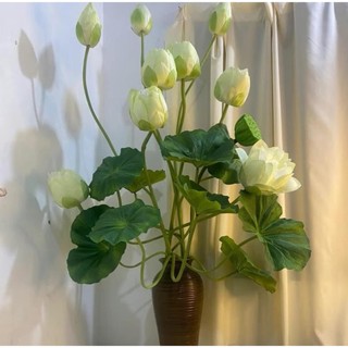 Cành Sen Búp 3 Bông 💥HÀNG CAO CẤP💥 Cành Sen Quan Âm, Hoa Sen Lụa Trang Trí Nội Thất Cực Sang