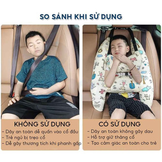 Gối tựa đầu ngủ trên ô tô mềm mại thay thế đai an toàn cho trẻ chống nghẹo cổ, tùy chỉnh dễ dàng