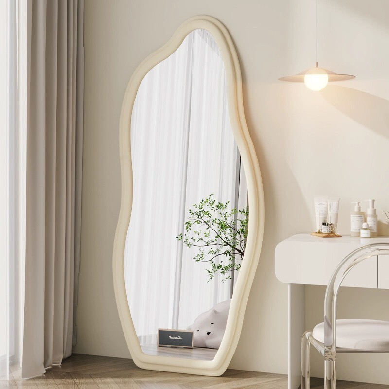 gương toàn thân hình quả bơ, cá heo, hạt đậu NHU Y DECOR chất liệu khung gương bọc nỉ, nước gương nịnh dáng đẹp da