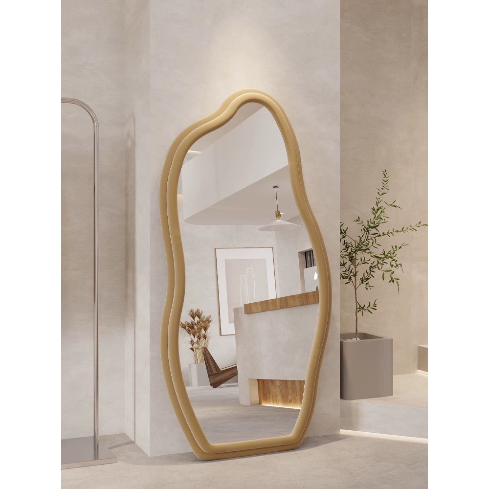 gương toàn thân hình quả bơ, cá heo, hạt đậu NHU Y DECOR chất liệu khung gương bọc nỉ, nước gương nịnh dáng đẹp da