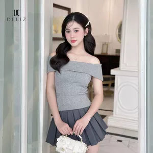 Áo len nữ trễ vai len tăm mềm trám hình form ôm tôn dáng thanh lịch phong cách hàn quốc hàng thiết kế TV2