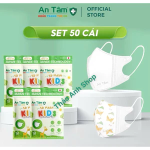 Khẩu trang 5D kids An Tâm dành cho bé 0-8 tuổi kháng khuẩn