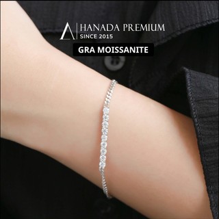 [CHỨNG NHẬN GRA]  Lắc Tay Đá Moissanite 3MM Bạc 925 Xi Bạch Kim Thanh Đá HANADA 1720