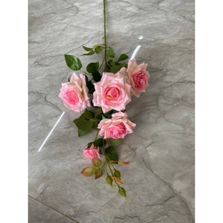 Cành Hồng Nhung 5 Bông💥HÀNG NHẬP NGUYÊN CÀNH CAO CẤP💥 Hoa Hồng Nhung Cành Cao 92cm, Trang Trí Nhà Cửa Sực Sang Trọng