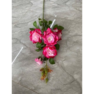 Cành Hồng Nhung 5 Bông💥HÀNG NHẬP NGUYÊN CÀNH CAO CẤP💥 Hoa Hồng Nhung Cành Cao 92cm, Trang Trí Nhà Cửa Sực Sang Trọng
