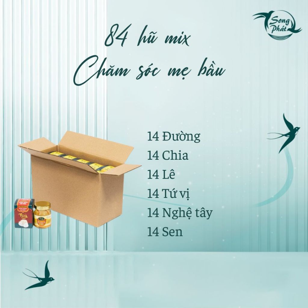 Thùng 84 hũ tổ yến chưng Mix vị Song Phát tăng cường sức khỏe ổn định đường huyết 70ml