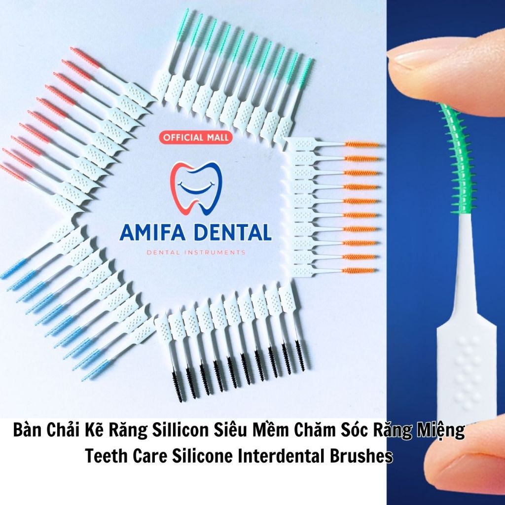 Set 50 Bàn Chải Kẽ Răng Silicon Siêu Mềm Chăm Sóc Răng Miệng Silicone Interdental Brushes