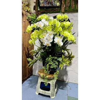 Lan Hồ ĐIệp Ướt 5 Bông 💥HÀNG CAO CẤP💥 Lan Thân Đốm Vải Lụa, Cành 70cm, Decor Nội Thất Cực Sang