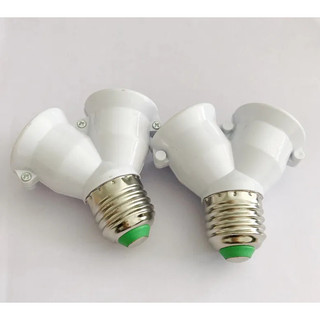 (freeship) Đuôi đèn e27 chia làm 2 bóng 45 độ Đầu chia đôi gắn 2 bóng đèn
