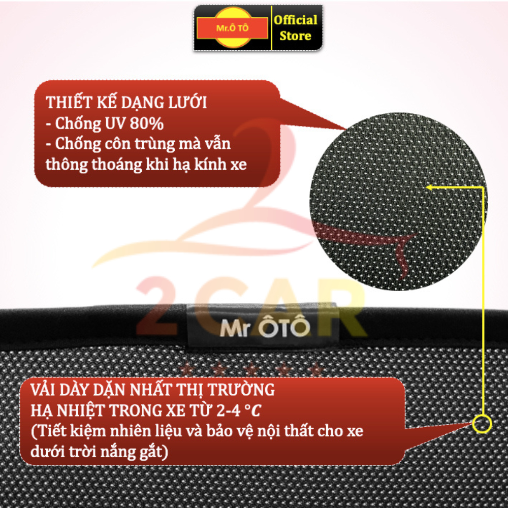 Rèm Che Nắng Ghế 3 Xe Toyota VELOZ 2022- 2023-2024 Loại 1 Mr.OTO. Bảo Hành 24 tháng. Cam Kết Chuẩn Khít Theo Xe