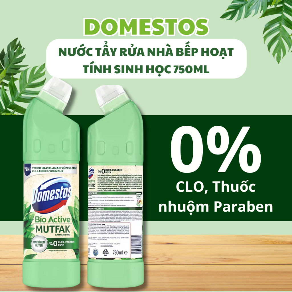 Nước Tẩy Rửa Nhà Bếp Hoạt Tính Sinh Học 750ml DOMESTOS Bio Active, nhập khẩu từ Đức Chính Hãng