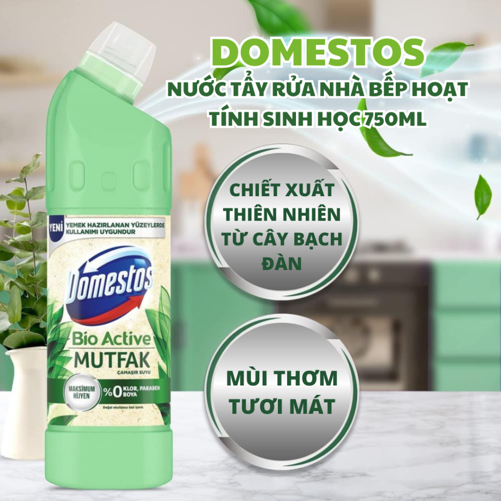 Nước Tẩy Rửa Nhà Bếp Hoạt Tính Sinh Học 750ml DOMESTOS Bio Active, nhập khẩu từ Đức Chính Hãng
