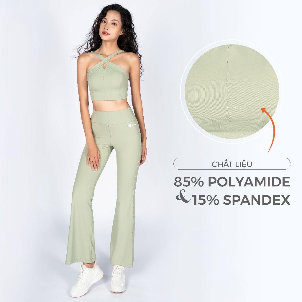 Ảnh Bộ Tập Yoga Nữ, Bộ Tập Gym Nữ LV24N01F503 Nữ Áo Croptop Kèm Đệm Rời & Quần Ống Loe Livan Sport, Set Tập Yoga Quần Dài 2