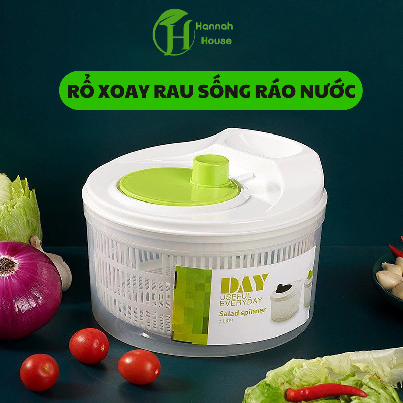 Rổ quay rau sống, bộ rổ xoay rau ly tâm đa năng, dụng cụ làm ráo nước ...