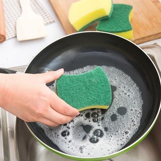 Miếng rửa chén bát 2 mặt xanh vàng cọ rửa xoong loại to