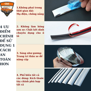 Dải trang trí chống trầy xước mạ crom xe hơi. Nẹp cao su mạ crom chống trầy xước, va đập xe ô tô