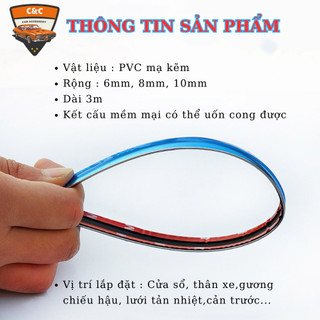Dải trang trí chống trầy xước mạ crom xe hơi. Nẹp cao su mạ crom chống trầy xước, va đập xe ô tô