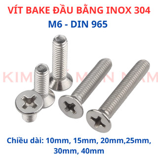 10 Con Bu Lông M6 Đầu Côn INOX 304 - Vít Bake Đầu Bằng Cao Cấp Sáng Bóng, Ren Chuẩn Mượt, Hàng Sẵn Kho Giao Ngay