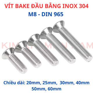 Ốc Vít bake đầu bằng INOX 304 M8 dài từ 20mm - 60mm