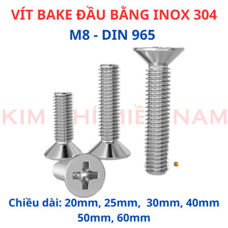 Ốc Vít bake đầu bằng INOX 304 M8 dài từ 20mm - 60mm