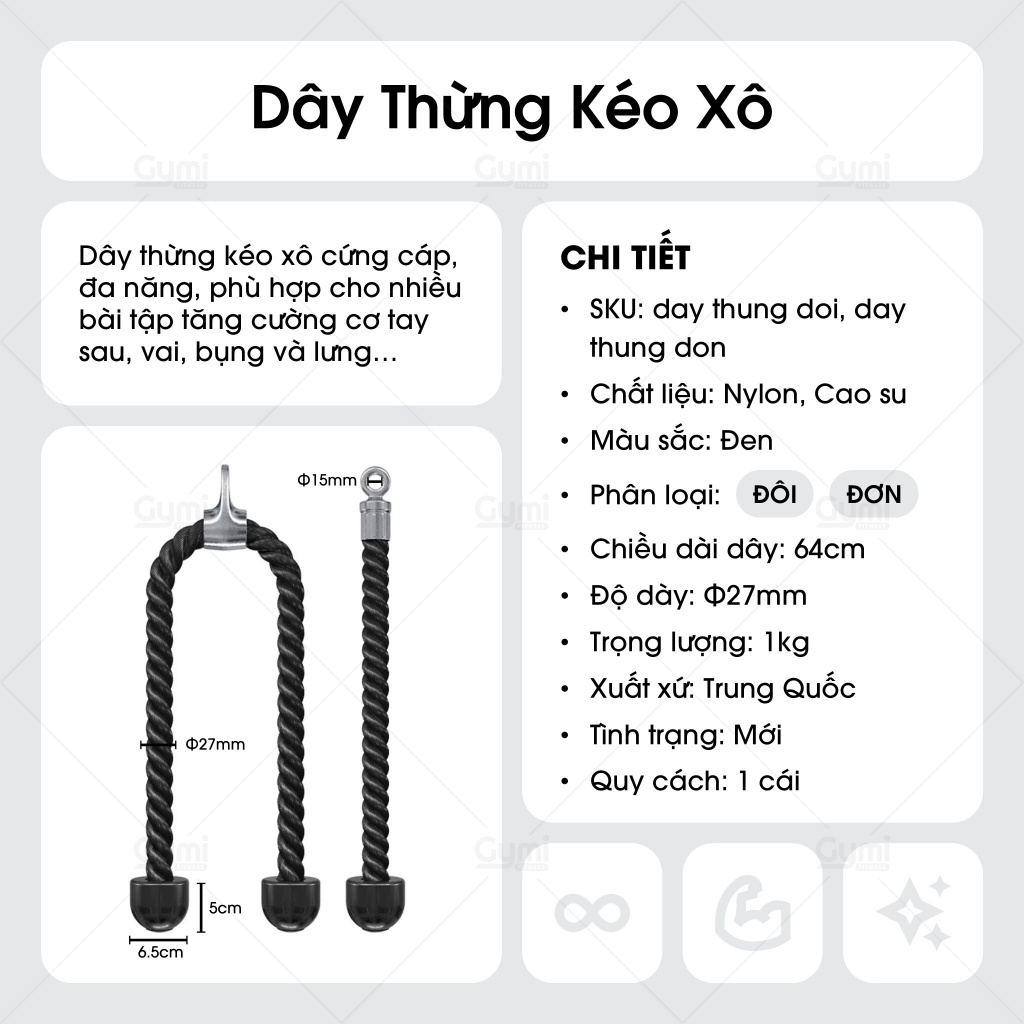 Dây Thừng Kéo Xô Tập Cơ- Tay Kéo Tập Cơ Xô, Cơ Bụng - DayThungKeoXo