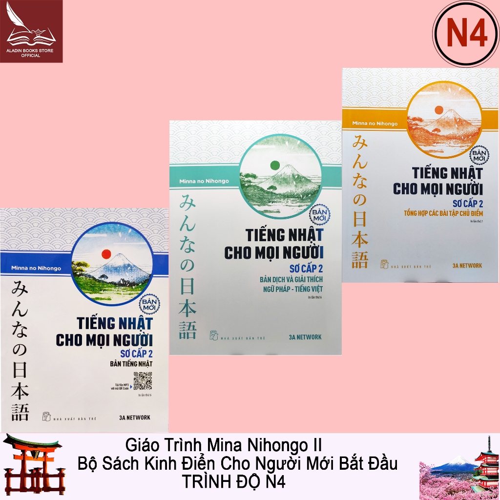 Sách Combo 3 quyển Tiếng Nhật Dành Cho Mọi Người Sơ Cấp 2 Bản Mới