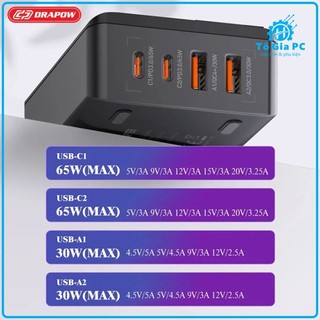Củ sạc siêu nhanh GAN chuẩn PD 65w 40w 30w Drapow HB65, Wekome WP-U128, Lenovo MC31 cổng type C/USB hỗ trợ PPS samsung