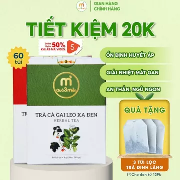 Combo 2 Hộp Trà Cà gai leo xạ đen và Trà Giảo cổ lam lá sen hộp 60 túi lọc thương hiêu Quà 3 Miền