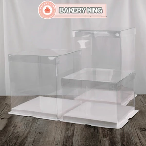 Hộp MICA đế vuông kèm nắp trong suốt (Không Kèm Ruy Băng) đựng bánh, quà - BAKERY KING