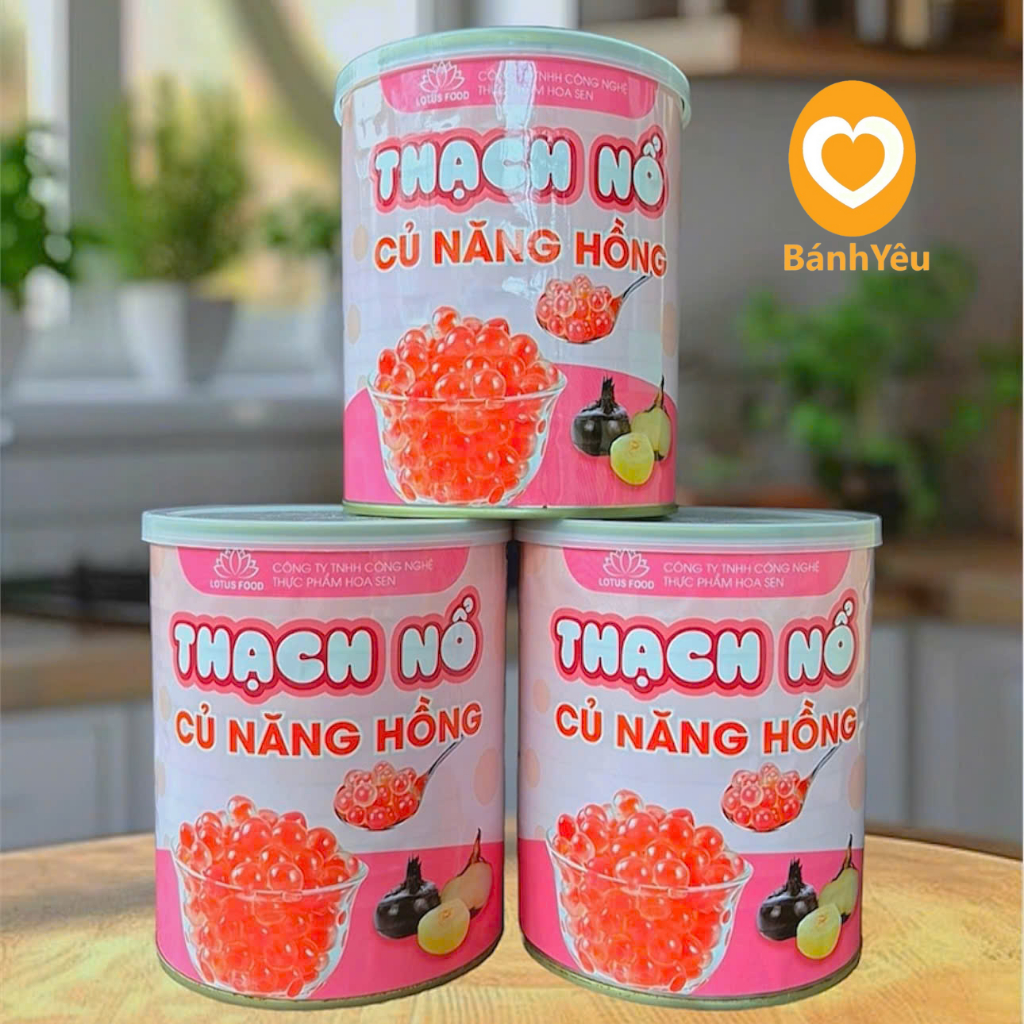 Thạch nổ, Hạt nổ củ năng màu Hồng/ Trắng Lotus hộp 850g- Topping trà sữa Trà sen siêu ngon