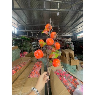 Cành Quả Hồng Vuông/ Tròn 💥HÀNG CAO CẤP💥 Cành Quả Mốc Chất Liệu Silicon Nhập Khẩu Bền Màu, Trang Trí Nhà Cửa