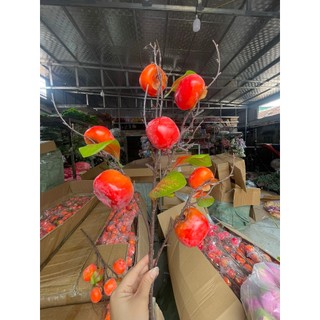 Cành Quả Hồng Vuông/ Tròn 💥HÀNG CAO CẤP💥 Cành Quả Mốc Chất Liệu Silicon Nhập Khẩu Bền Màu, Trang Trí Nhà Cửa