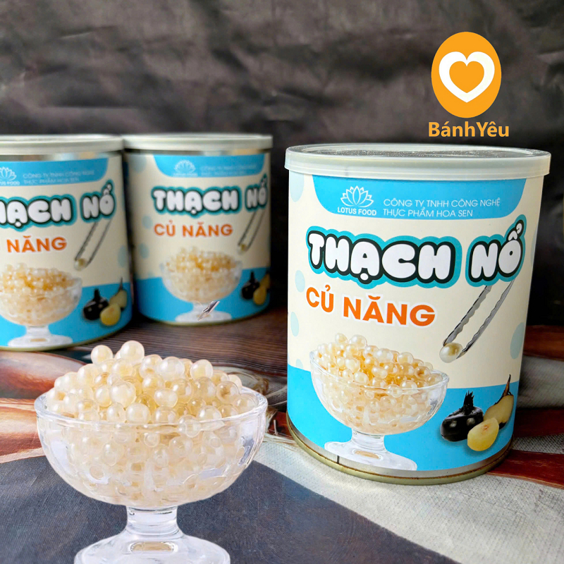 Thạch nổ, Hạt nổ củ năng màu Hồng/ Trắng Lotus hộp 850g- Topping trà sữa Trà sen siêu ngon