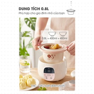Nồi Nấu Cháo Chậm Bear SUBE001, 0.8 Lit , Nấu, Hấp, Hầm Cách Thủy, Giữ 100% Giá Trị Dinh Dưỡng, Thích Hợp Cho Bé Ăn Dặm