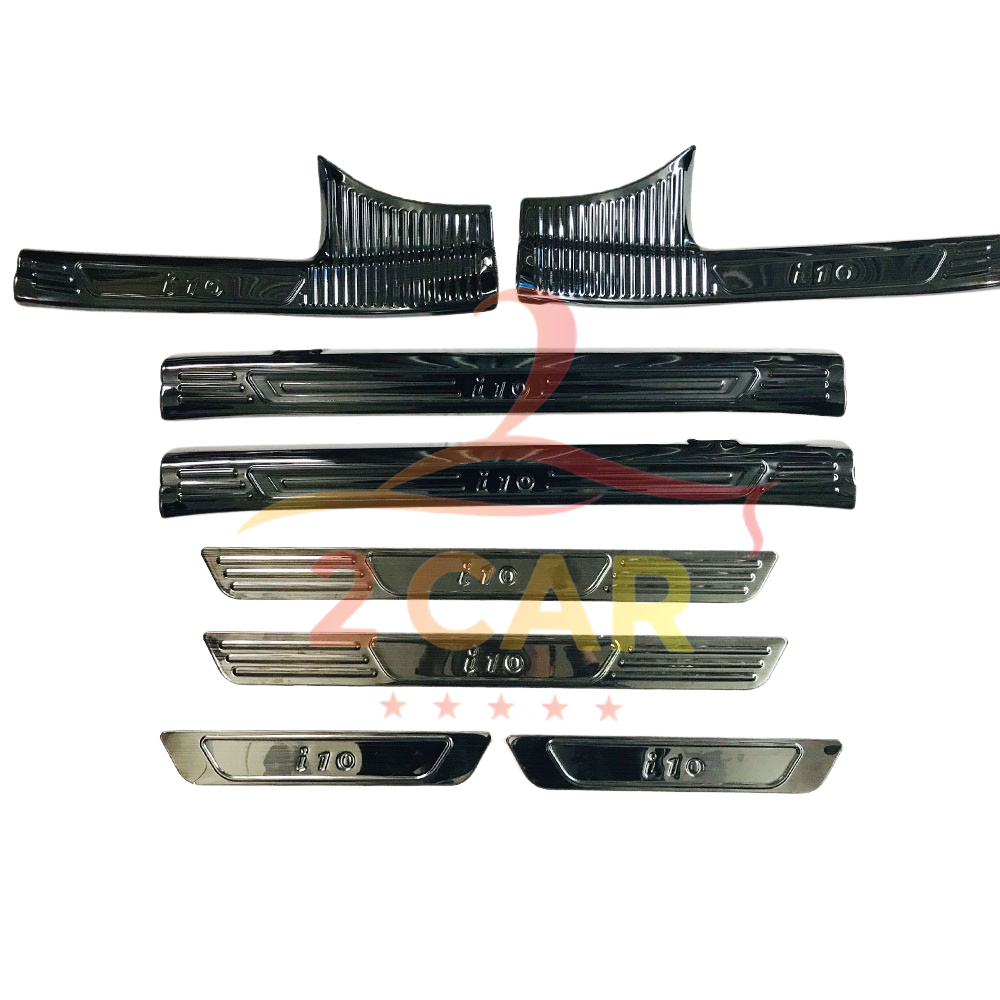 Ốp bậc cửa, Nẹp Bước Chân Trong, ngoài Xe Hyundai i10 2014 - 2020, 2021-2025 vân Titan cao cấp