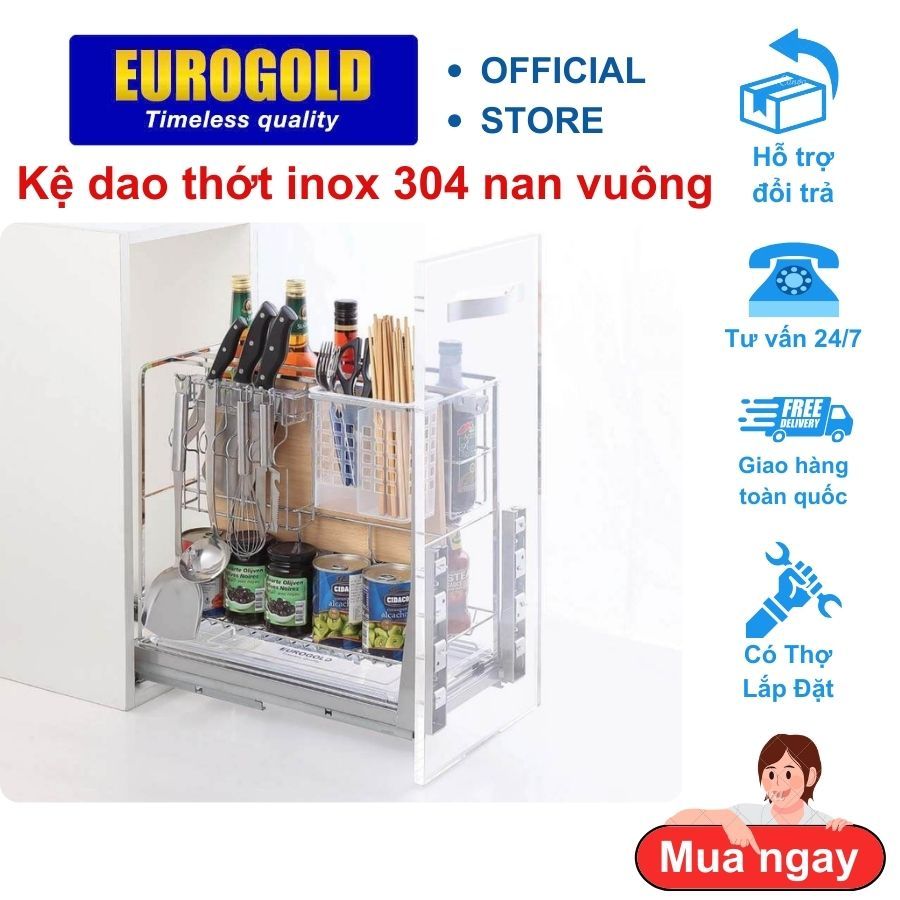Giá dao thớt chai lọ thương hiệu Eurogold, chất liệu rổ inox 304 nan ...