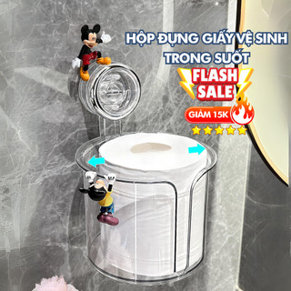 Hộp đựng giấy vệ sinh trong suốt hút chân không có khe rút giấy, Hộp đựng khăn giấy phòng tắm