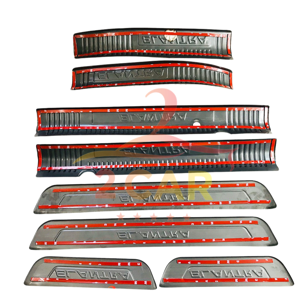 Ốp Bậc Cửa, nẹp bước chân Trong, Ngoài Xe Huyndai Elantra 2016 2017 2018 2019 2020 2021, chất liệu Titan