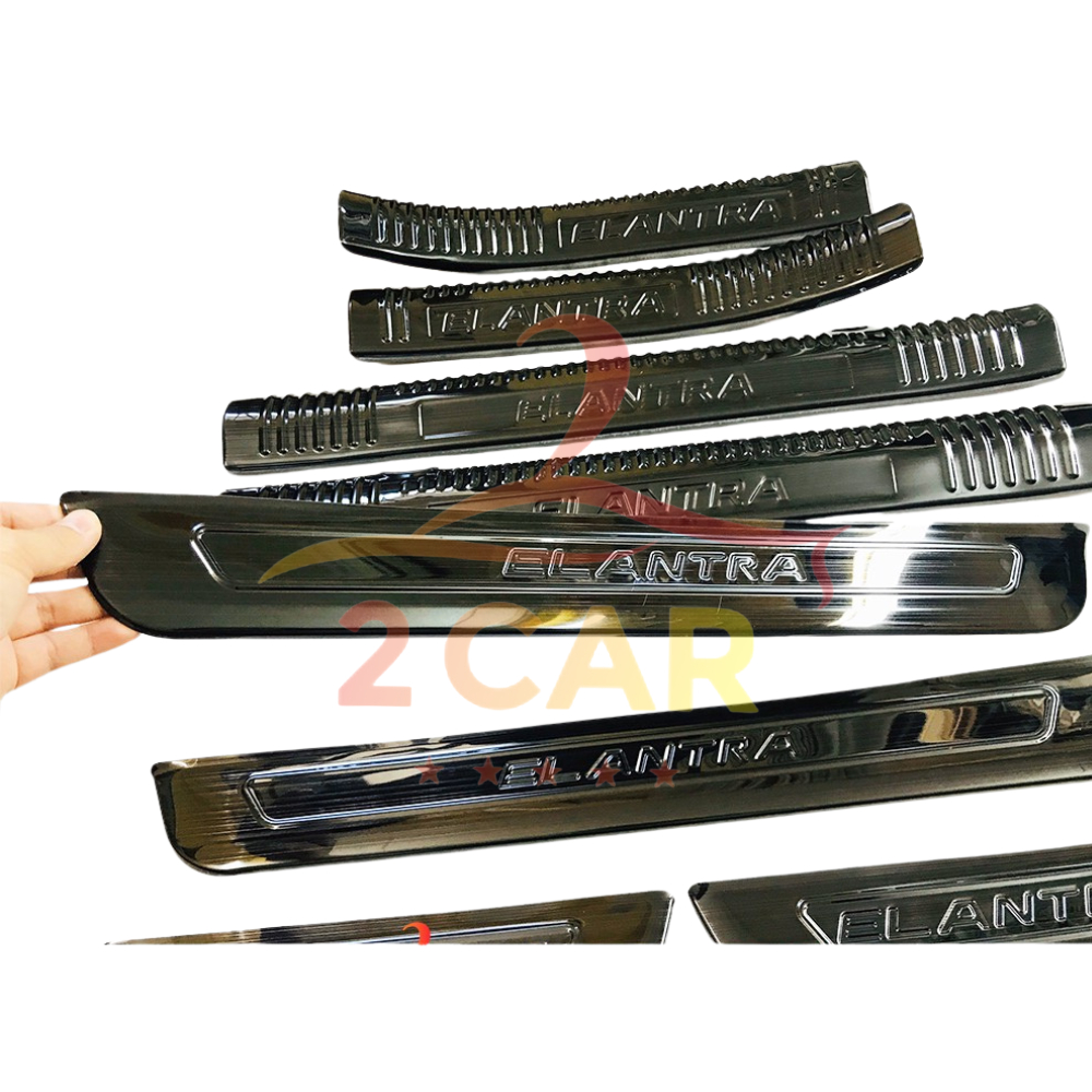 Ốp Bậc Cửa, nẹp bước chân Trong, Ngoài Xe Huyndai Elantra 2016 2017 2018 2019 2020 2021, chất liệu Titan