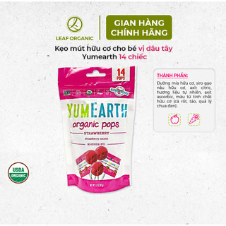Kẹo mút hữu cơ cho bé Yumearth 14 chiếc, không chất độc hại an toàn cho bé