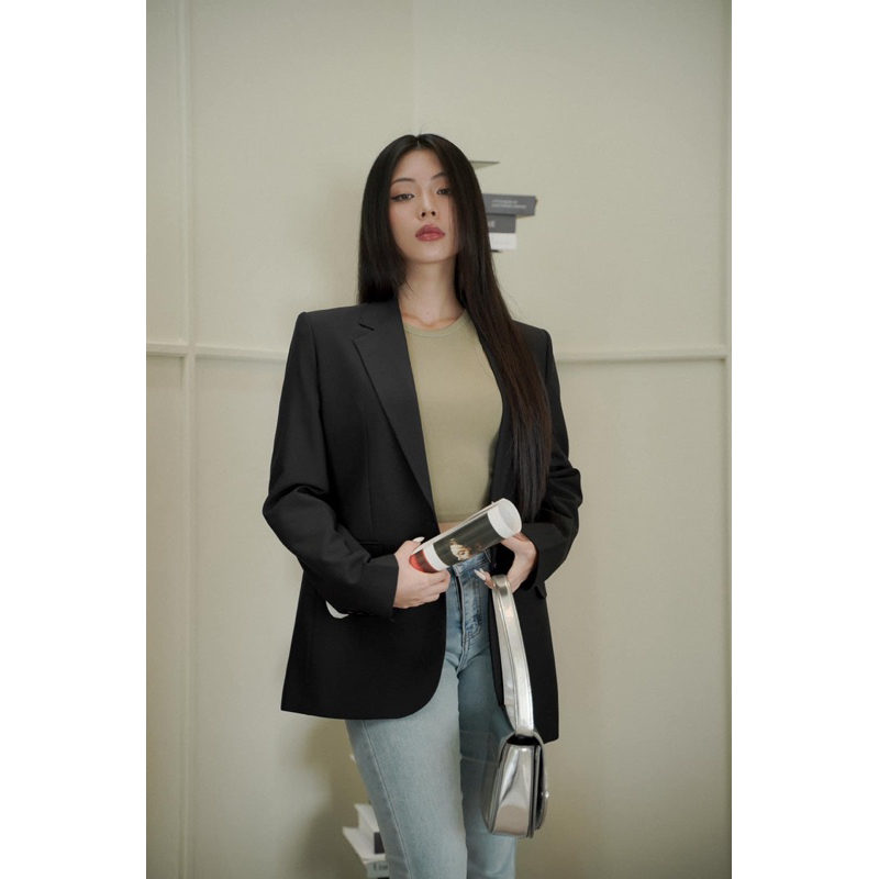 Áo Blazer Nữ Vải Chéo Hàn Cao Cấp May Theo Số Đo – Vest Nữ Công Sở Form Chuẩn Màu Be / Nâu / Đen | Diluclothing
