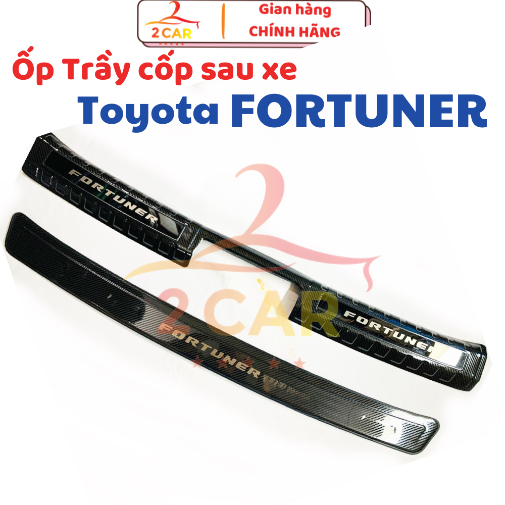 Ốp Chống Trầy Cốp trong, ngoài CARBON xe Fortuner 2017-2021, 2022, 2023,2024  Vân cacbon, Hàng Cao Cấp