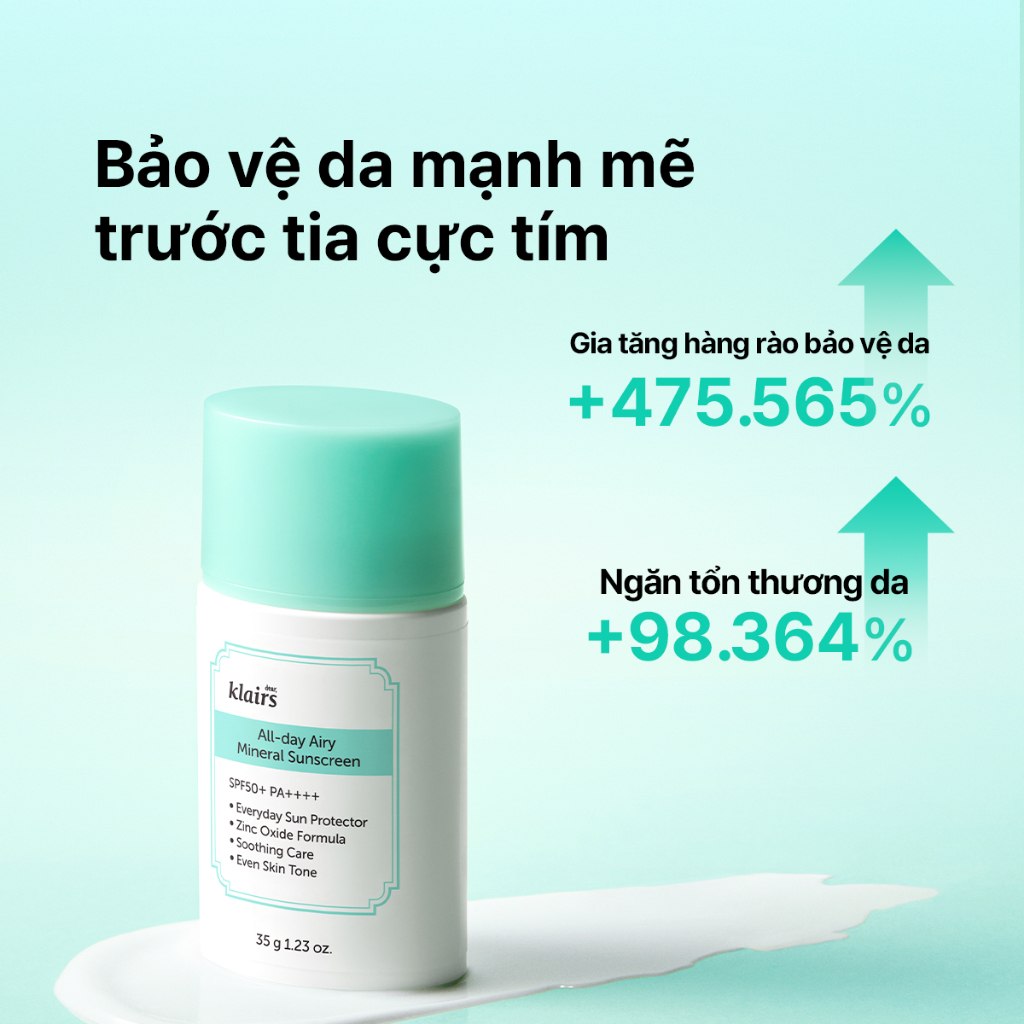 Ảnh Kem chống nắng Dear, Klairs All-day Airy Mineral Sunscreen SPF50+ PA++++ 35g 2