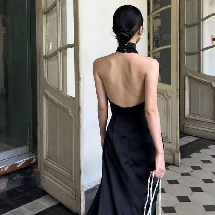 Đầm Lụa Xẻ Tà Dây Chéo Cổ Dự Tiệc Quyến Rũ NV656 Váy Lụa Xẻ Tà Chéo Cổ Dự Tiệc Đi Chơi Sang Chảnh Dress Nữ